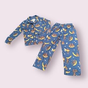 Nick & Nora Blue Pajama Set with Banana And Monkey Design Size 5T